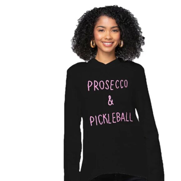 GOLDEN SUNProsecco & PickleballBlack Cashmere Hoodie